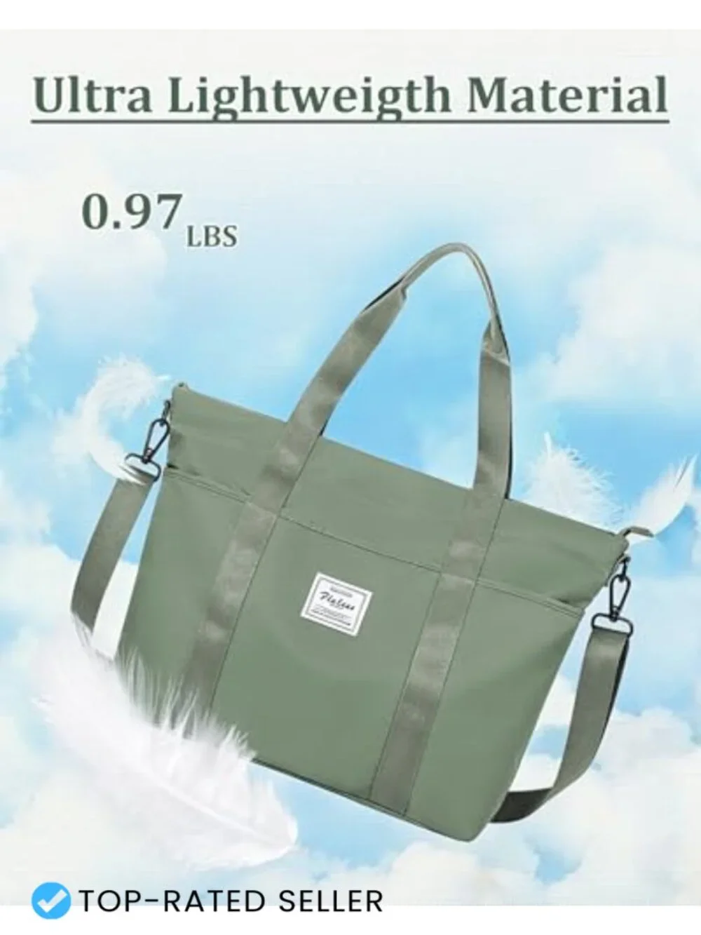 Ultra-Lightweight Large Capacity Tote Bag with Zipper Laptop Work Bag
